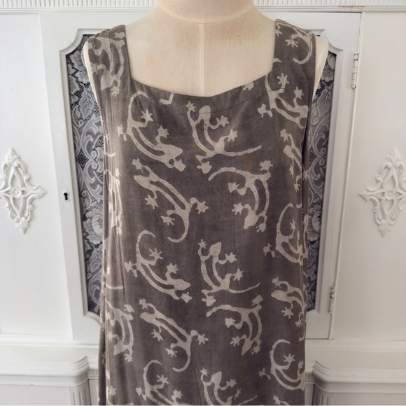 Vintage NWT Peppermint Bay Hand Blocked Lizard Print Maxi Dress - Picture 2 of 11